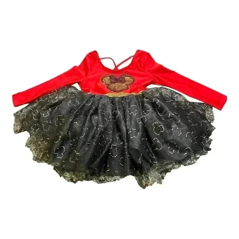 DISNEY Minnie Mouse Tutu outfit size 12M Gold/Black/Red/ sparkly sequins